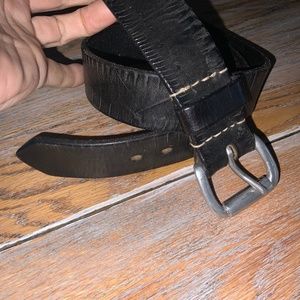 HALCYON distressed look black leather belt 1 3/8”